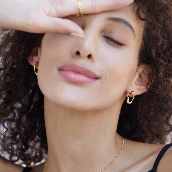 NEW 18K gold plated sterling silver earrings,natural red garnet,gemstone,stylish - Picture 9 of 13